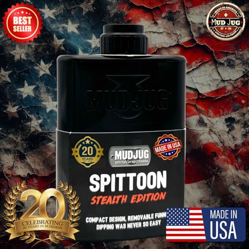 Mudjug Black Stealth Travel Spittoon - Portable Spit Jug, Spill Resistant and Leak-Proof Design, Compact and Easy to Carry, Fits